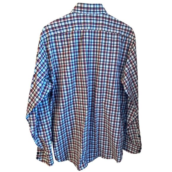 Thomas Dean Men's Black Red White Plaid Cotton Long Sleeve Shirt Size XL Preppy - Picture 4 of 4